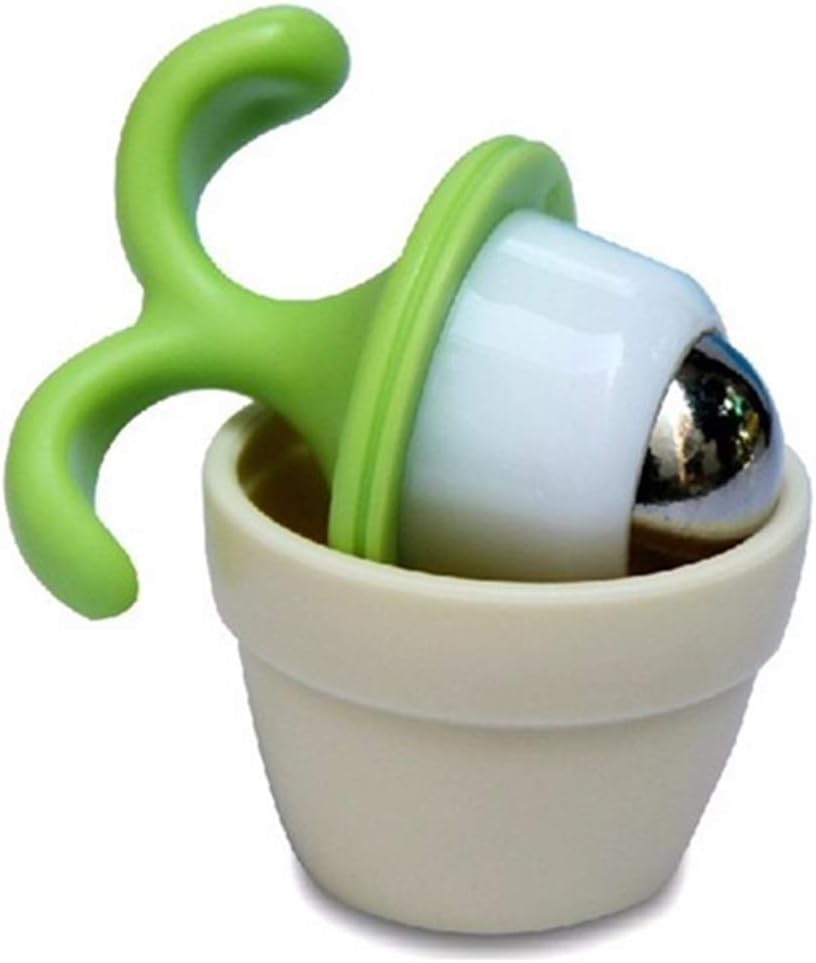 VUFVOID 2PCS Handheld Body Massager Mini Potted Plant Shaped Roller Ball Bead Relaxation Neck Foot Face Pot Desk Decor Massage Cooling for Neck (Green with White)