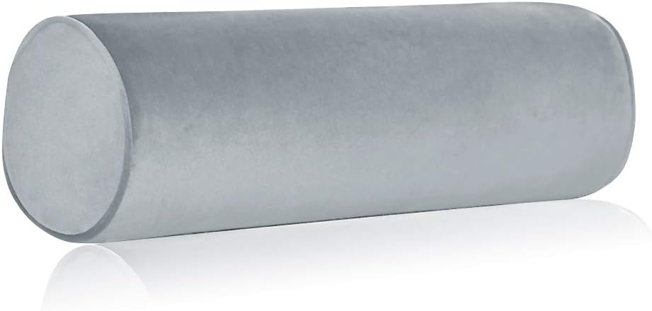 Tinbolunce Memory Foam Roll Pillow for Knee/Leg/Neck - Full Moon Bolster/Round Cylinder Pillow for Sleeping on Side or Back - Removable Cooling Cover Length 18" x 6" Diameter (Gray)