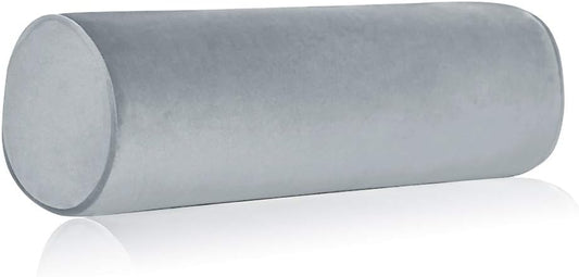 Tinbolunce Memory Foam Roll Pillow for Knee/Leg/Neck - Full Moon Bolster/Round Cylinder Pillow for Sleeping on Side or Back - Removable Cooling Cover Length 18" x 6" Diameter (Gray)