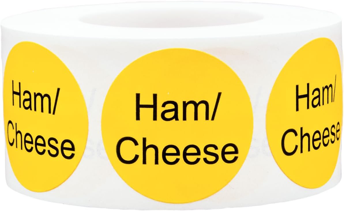 Yellow with Black Carnitas Circle Dot Adhesive Stickers, 1 Inch Round Labels, 500 Total Stickers