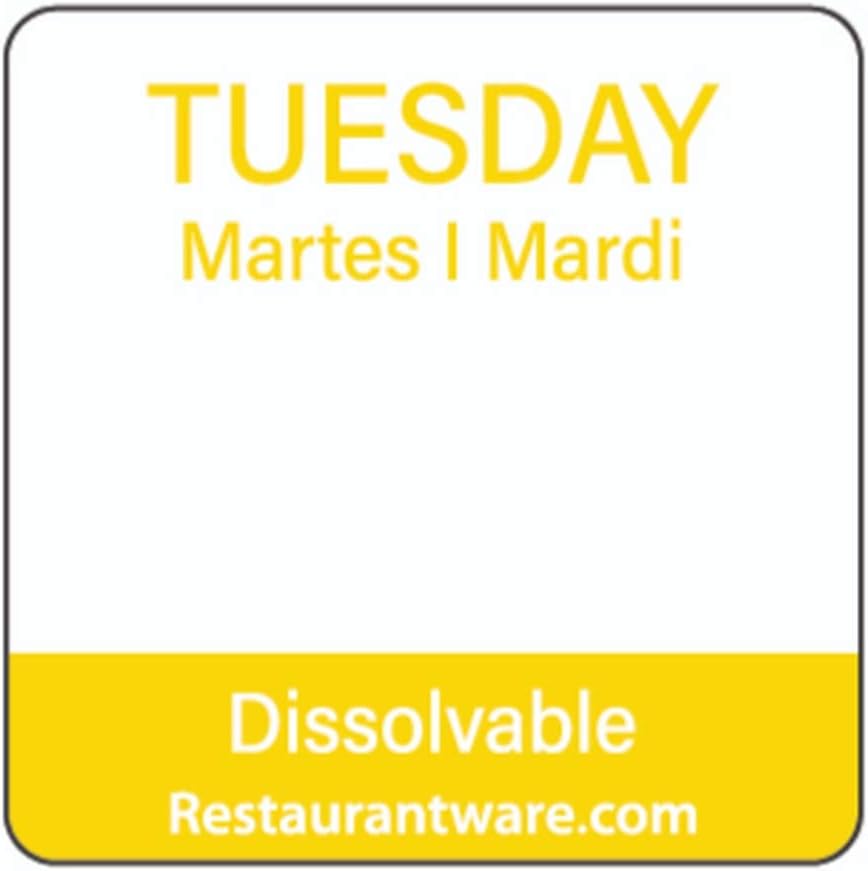 Restaurantware RW Smart 1 Inch x 1 Inch Food Rotation Labels 500 Dissolvable Food Safety Labels - Premium Trilingual Orange Paper Day Of The Week Labels For Food Storage Or Prep Saturday