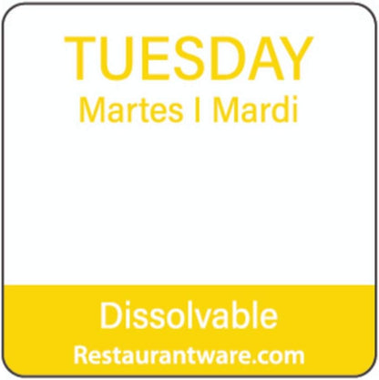 Restaurantware RW Smart 1 Inch x 1 Inch Food Rotation Labels 500 Dissolvable Food Safety Labels - Premium Trilingual Orange Paper Day Of The Week Labels For Food Storage Or Prep Saturday