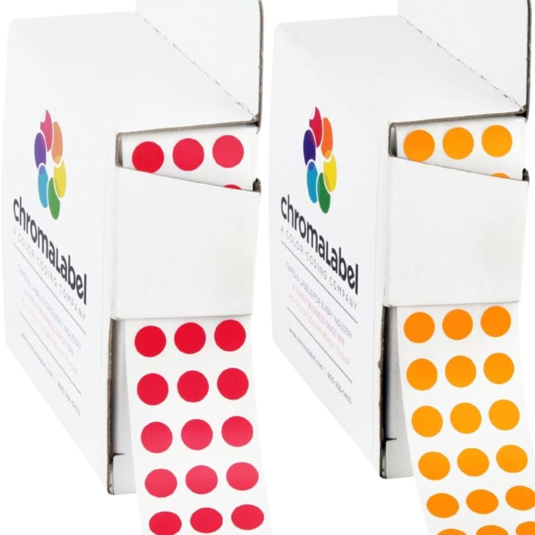 Dark Blue, Red & Yellow Dots, 1/4 Inch, 1000/Box Each Color | Writable Semi-Gloss Circle Labels in Dark Blue, Red and Yellow for Offices, Retail and Classrooms. Made in USA - Colors B