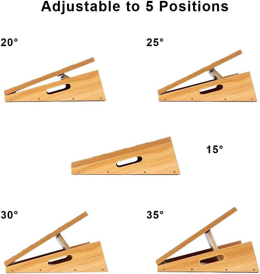 StrongTek Wooden Slant Board, Adjustable Incline, Side Handles, Non-Slip | Standard and XL Sizes, Full or Partial Non-Slip Surfaces, Side Carry Handle, Calf and Ankle Stretching, Squats and Rehab