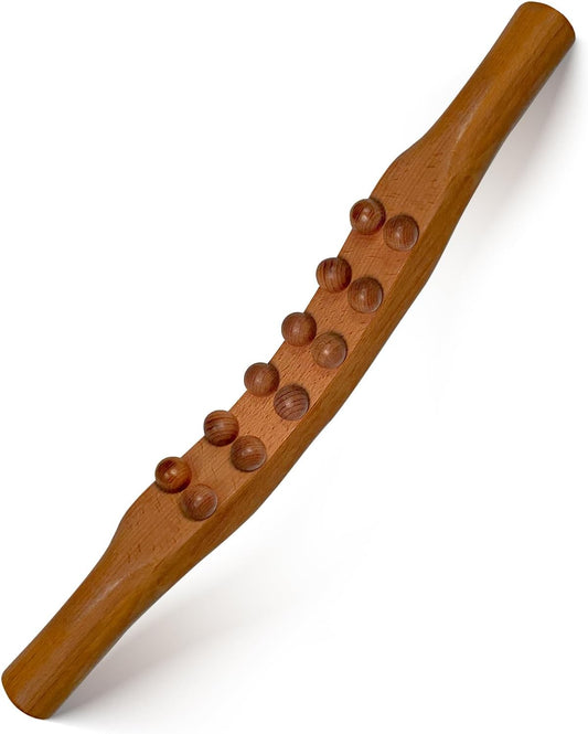 Wooden Massager Handheld Roller Trigger Point Massager Stick for Fascia, Cellulite, Muscle & Abdomen , Body Therapy Massager, Muscle Belly Relief Tool…