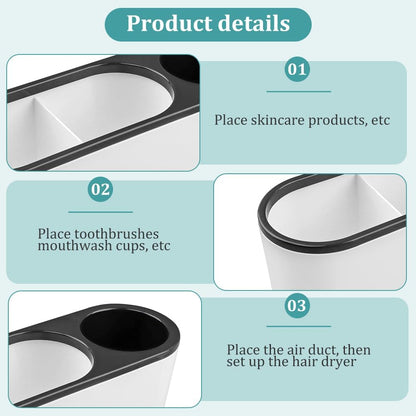 Hair Dryer Holder, Hair Tool Organizer Cabinet Door, Strong Self Adhesive Blow Dryer Bathroom Hanger, for Storage Straightener Curling Iron Hot Styling Tools Flat Iron