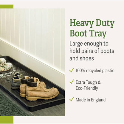 Gardeners Supply Company Large Boot Tray 2 Pack | Multi-Purpose All Weather Waterproof Indoor and Outdoor Shoes Mat Made with 100% Recycled Plastic | 46.5" L x 15.5" W and 2" Deep - Black