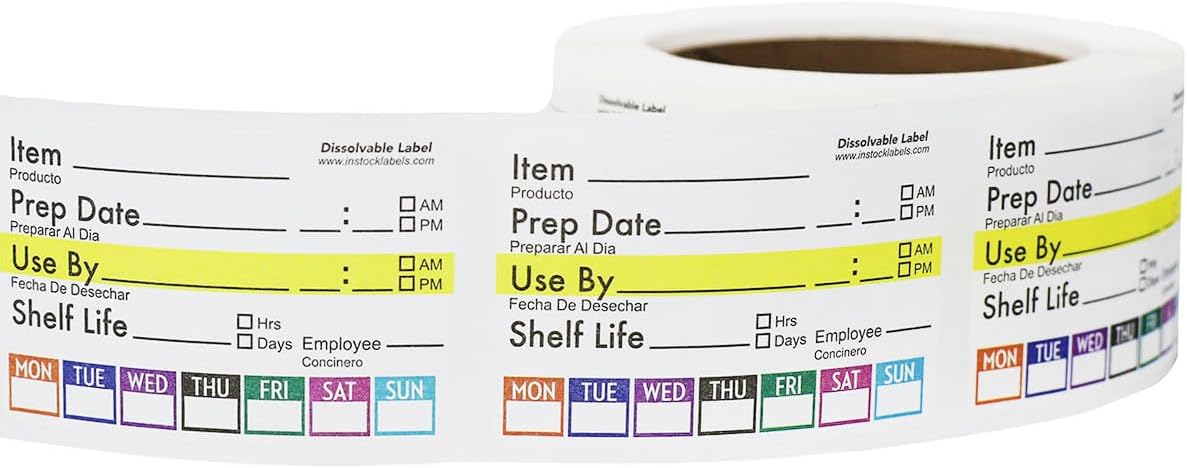 Universal Dissolvable Food Rotation Labels 2" x 3" Adhesive Stickers 500-Pack