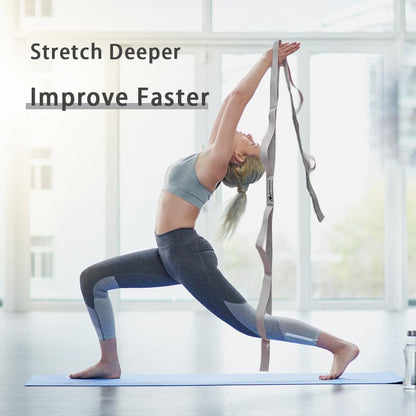 Stretching Strap Yoga Strap with Loops for Physical Therapy, Non-Elastic | 10 Loops, 75 inches length, Multi-Color Selection for Yoga Strap for Stretching, Pilates, Dance and Gymnastics