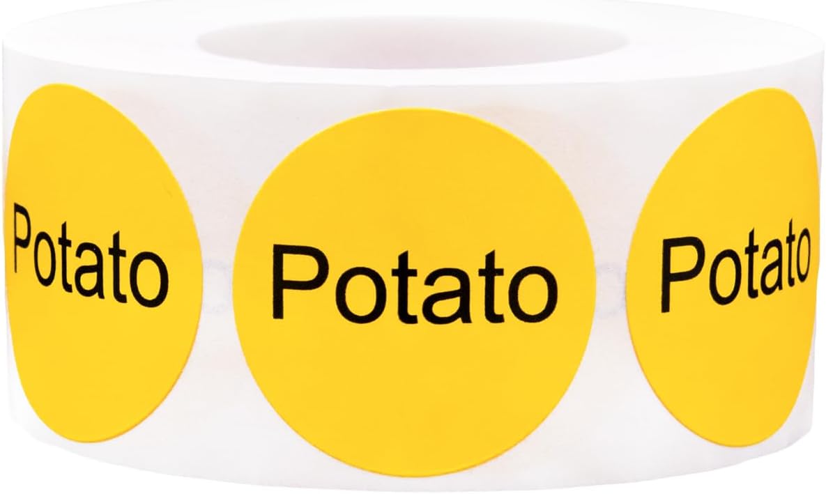 Yellow with Black Carnitas Circle Dot Adhesive Stickers, 1 Inch Round Labels, 500 Total Stickers