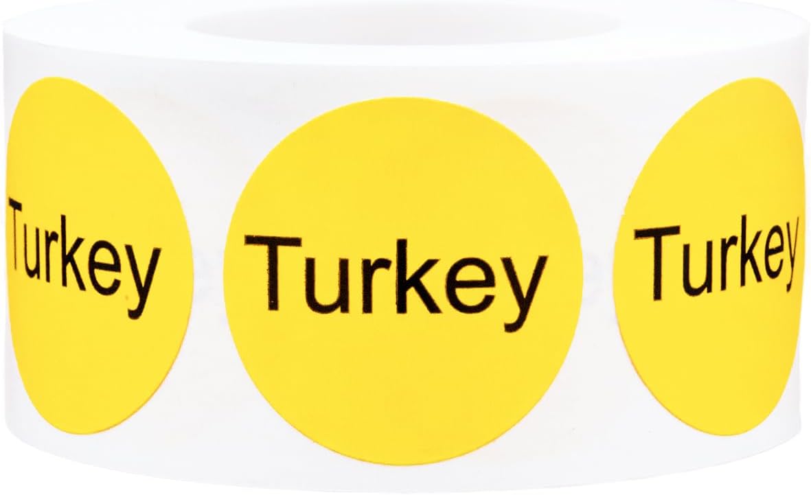 Yellow with Black Carnitas Circle Dot Adhesive Stickers, 1 Inch Round Labels, 500 Total Stickers