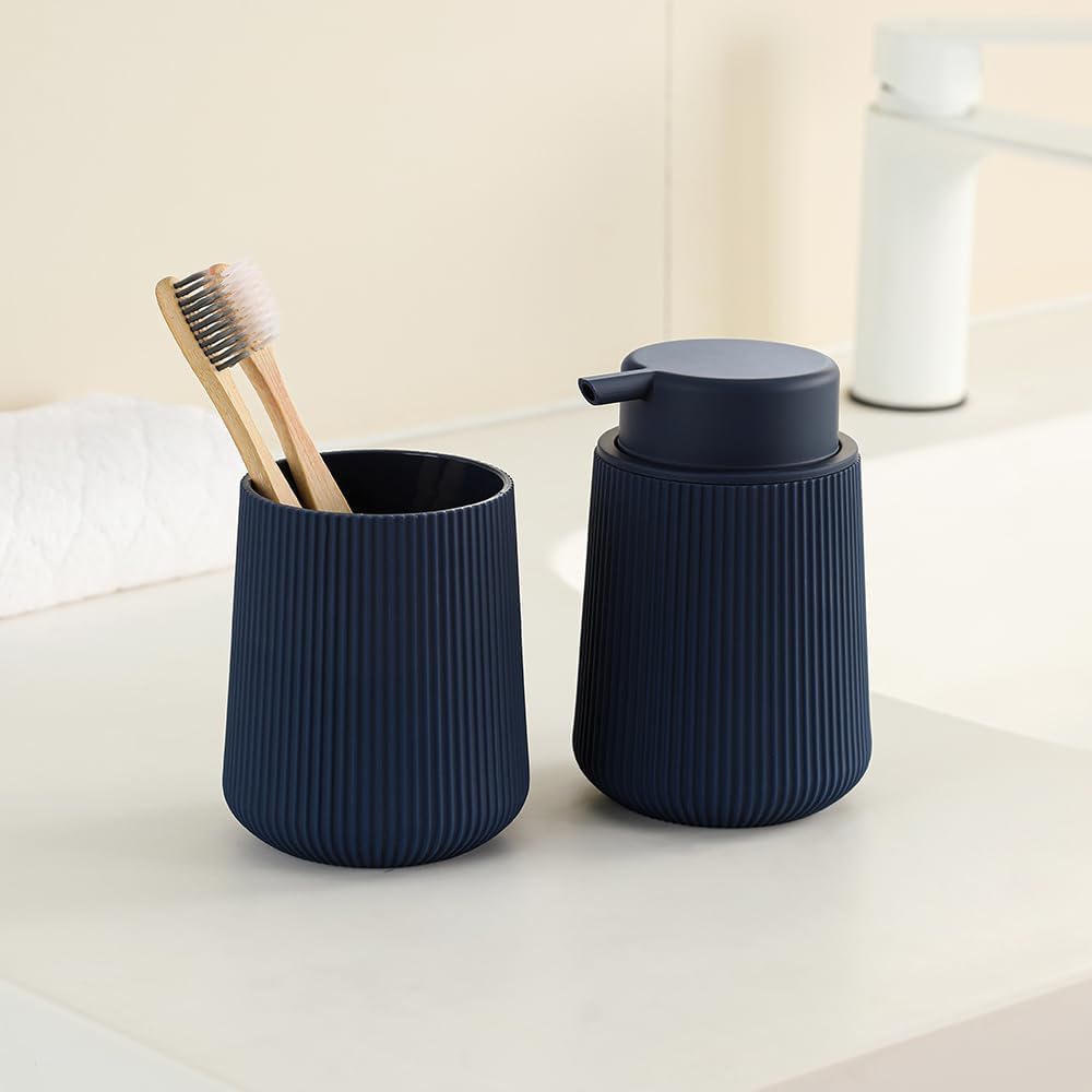 YAUKPH Black Striped Toothbrush Holder | for Electric Toothbrushes Bathroom Organizer Cup for Toothpaste Kids & Adults