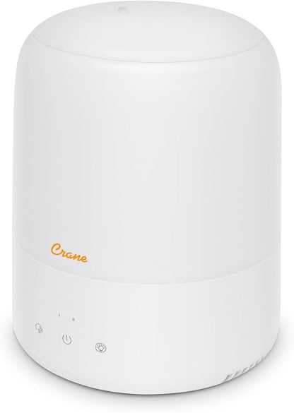 Crane Top Fill Mini Humidifier for Bedroom and Nursery 3-In-1 Essential Oil Diffuser Sleep Light 0.5 Gallon Baby Humidifier