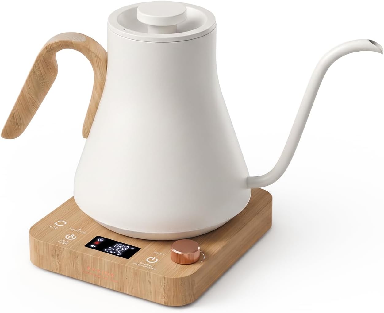 Epeios Electric Kettle, Gooseneck Electric Kettle with ±1°F Temperature Control, 1200W Rapid Heating for Pour Over Coffee & Tea, 304 Stainless Steel Interior, Auto Shut-Off, 0.9L, Black | Rapid Heating, Precision Pour-Over for Coffee & Tea,Smart Hot