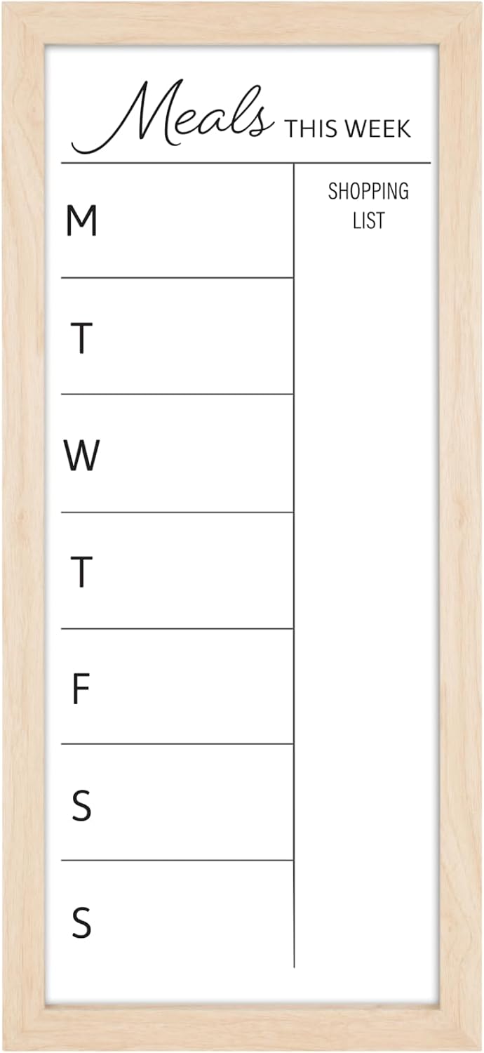 MCS Dry Erase Weekly Meal Planner Black Framed Calander Whiteboard, 11x24 | Dry Erase Weekly Meal Planner Black Framed Calander Whiteboard Frame, 11x24 Inch