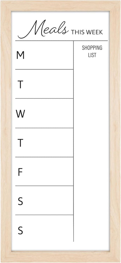 MCS Dry Erase Weekly Meal Planner Black Framed Calander Whiteboard, 11x24 | Dry Erase Weekly Meal Planner Black Framed Calander Whiteboard Frame, 11x24 Inch
