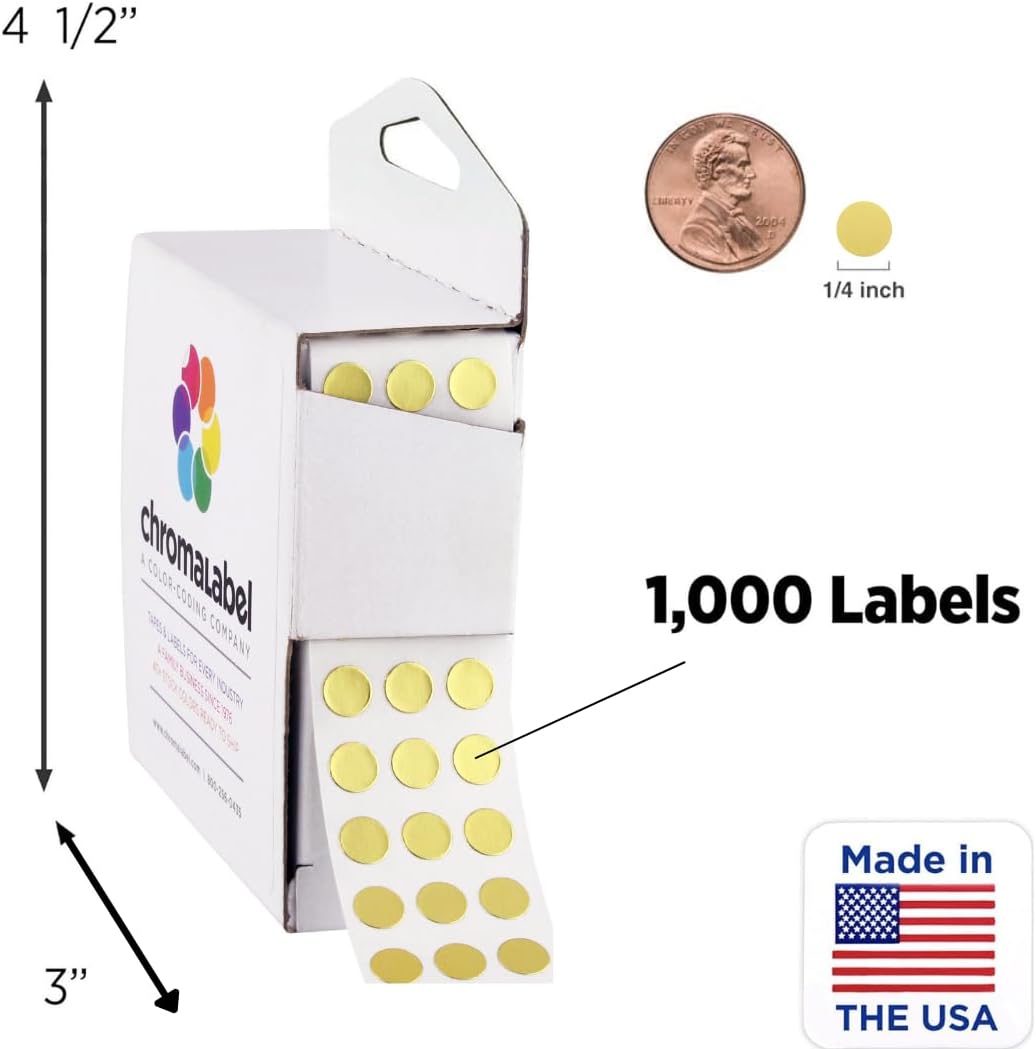 Dark Blue, Red & Yellow Dots, 1/4 Inch, 1000/Box Each Color | Writable Semi-Gloss Circle Labels in Dark Blue, Red and Yellow for Offices, Retail and Classrooms. Made in USA - Colors B