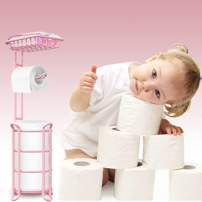 Toilet Paper Holder Stand Tissue Paper Roll Dispenser with Shelf for Bathroom Storage Holds Reserve Mega Rolls-Bronze