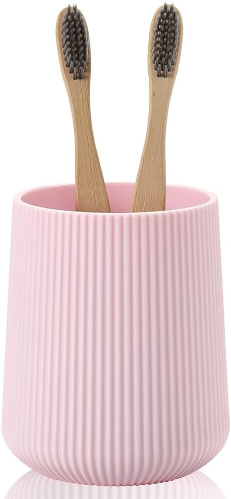 YAUKPH Black Striped Toothbrush Holder | for Electric Toothbrushes Bathroom Organizer Cup for Toothpaste Kids & Adults
