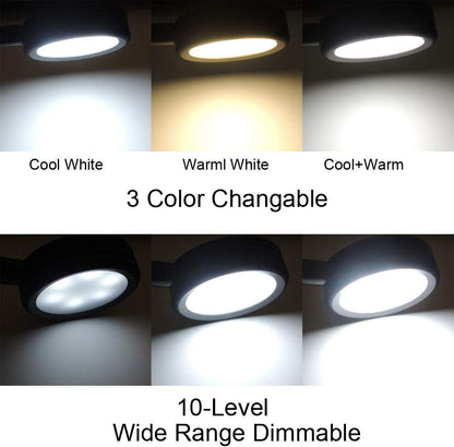 QUANS 3 Color Dimmable Gooseneck LED Wall Bedside Reading Lamp, Black, USB