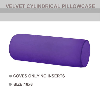 Neck Roll Pillowcases Velvet Cylindrical Pillow Covers 16"x6" with Hidden Zipper for House Home Decor Neck Roll Pillow Cervical Neck Roll Memory Pillow Cylinder Round Cushion (Black, 16x6)