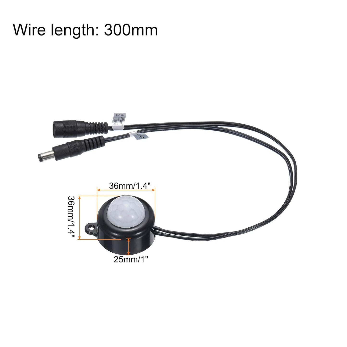 MECCANIXITY DC 6V-24V 5A PIR Motion Activated Sensor Switch with DC Coupler Cable for Kitchen Cabinet LED Strip Light, with Light Sensor Black