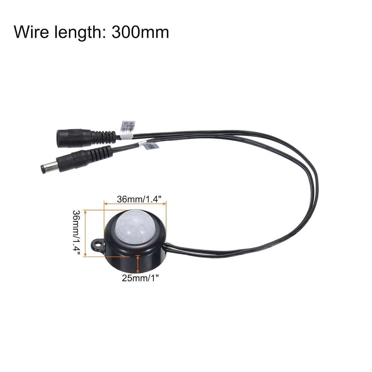MECCANIXITY DC 6V-24V 5A PIR Motion Activated Sensor Switch with DC Coupler Cable for Kitchen Cabinet LED Strip Light, with Light Sensor Black