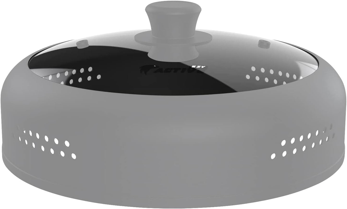 Microwave Cover for Food, Silicone and Glass Splatter Guard Lid for 6–7–8–9-10-11-12 inch Plates & Bowls. By EZY ACTIVE (Gray)