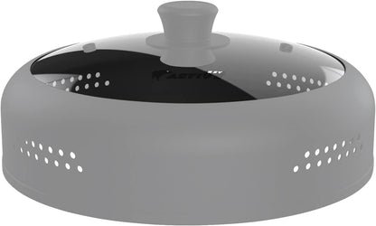 Microwave Cover for Food, Silicone and Glass Splatter Guard Lid for 6–7–8–9-10-11-12 inch Plates & Bowls. By EZY ACTIVE (Gray)