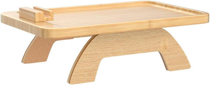 Couch Arm Tray,Bamboo Sofa Clip on Side Table,Foldable Couch Armrest Table with 360°Rotating Phone Holder,Anti Slip Food Trays for Eating/Drinks/Snacks/Remotes 15.35" x 9.85"