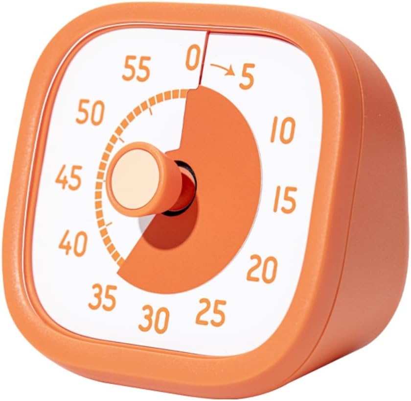 Visual Timer for Kids - 60 Minute Visual Kids Timer for Classroom Home Office, Countdown Timer for Cooking Teaching Working Meeting (Orange)