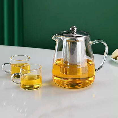 small Glass Teapot with Removable Infuser, Stovetop Safe Tea Kettle, Blooming and Loose Leaf Tea Maker Set Camping, Travel 550ml