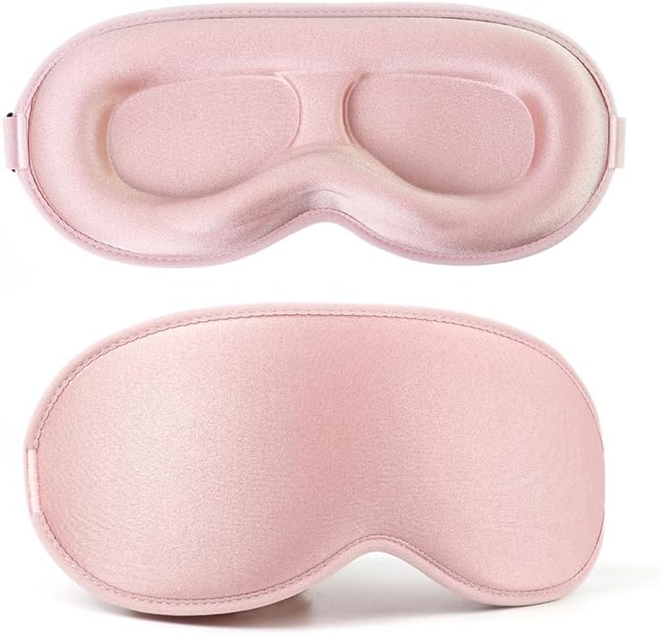 3D Sleep Eye Mask for Side Sleepers | Full Blackout, Zero Pressure, Lash Friendly, Adjustable Strap, Pink color