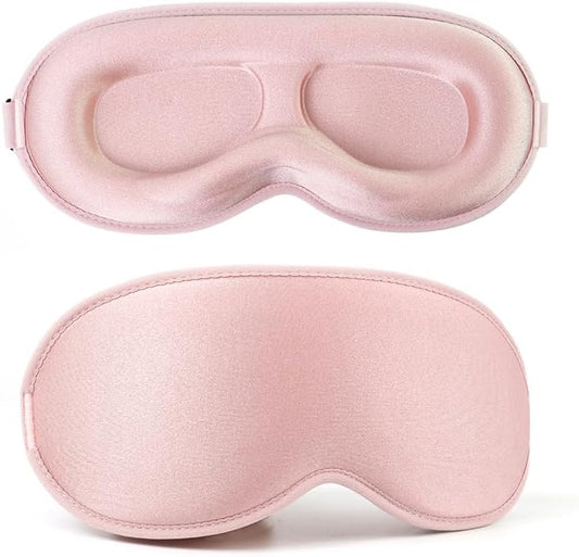 3D Sleep Eye Mask for Side Sleepers | Full Blackout, Zero Pressure, Lash Friendly, Adjustable Strap, Pink color