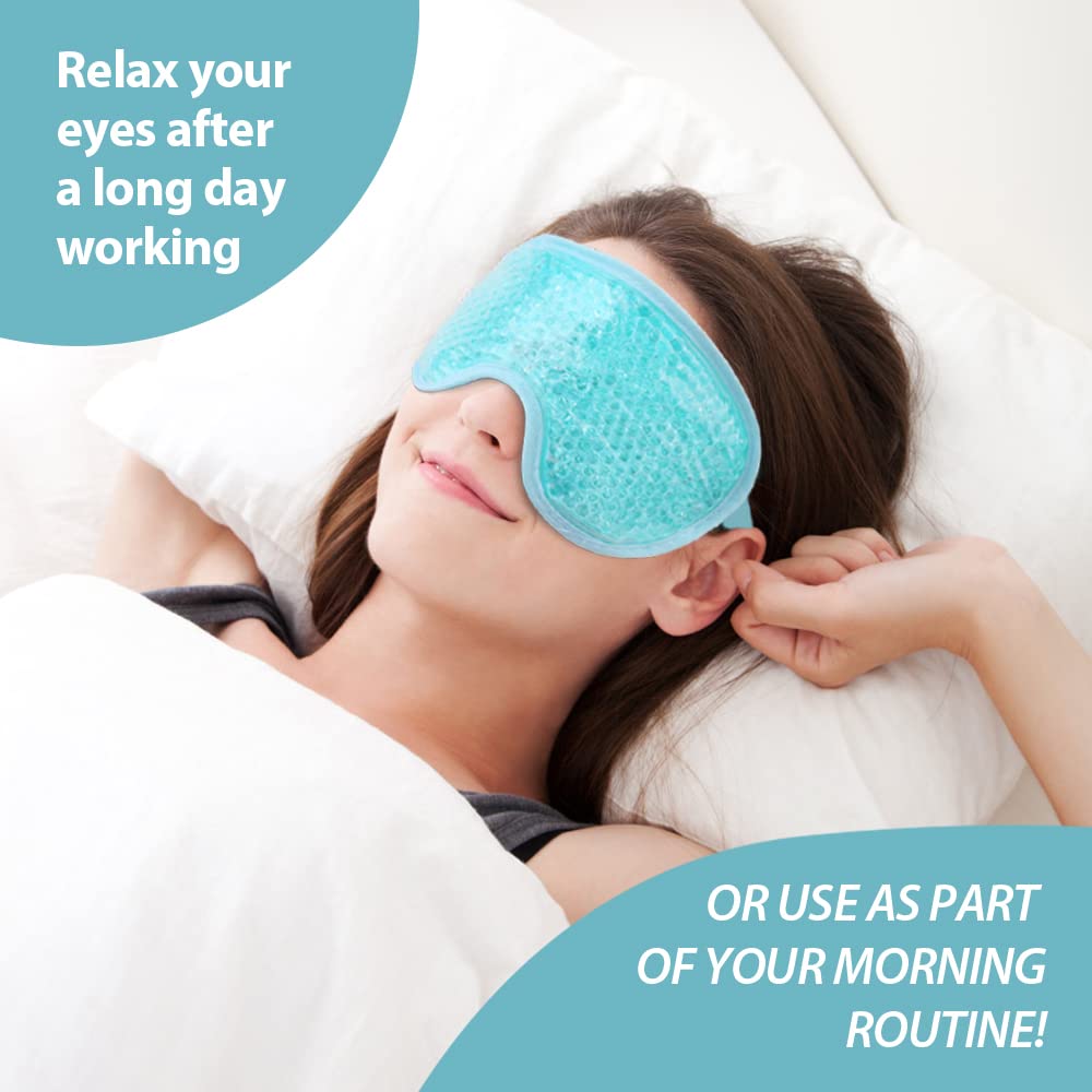 NEWGO Cooling Gel Eye Mask - Reusable Cold Pack for Puffy Eyes, Dark Circles, Migraine, Stress Relief - Purple With Soft Plush Backing