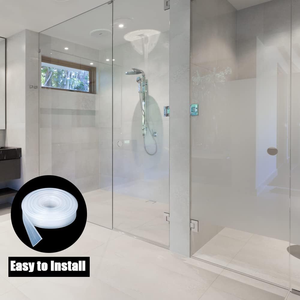 Framed Shower Door Bottom Seal Strip Replacement Shower Bottom Waterproof Door Rubber Sweep Trim Clear Seal for Home Bathroom Glass Shower Door 108 x 13/16 x 5/32 Inch Tee Insert Shape