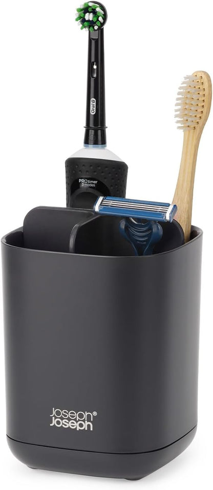 Joseph Joseph Easy-Store - Compact Toothbrush Holder Caddy Bathroom Storage , Grey/White, Regular