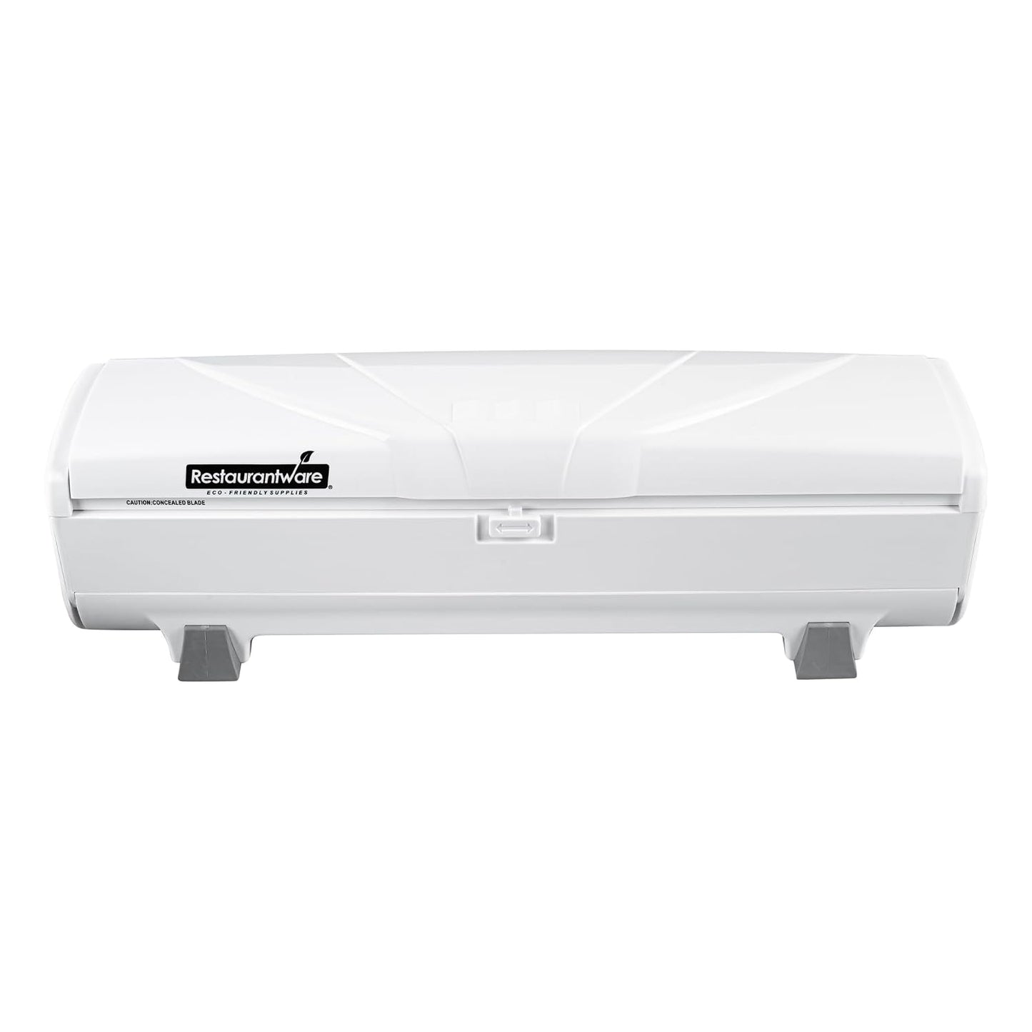 Restaurantware-Chef 101 Food Wrap Dispenser with Cutter, 1 Refillable Cling Wrap Dispenser - Fits 12” to 18” x 1000’ Rolls, Press Down and Cut, White Plastic Aluminum Foil, Sharp Blade