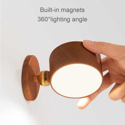 Wood Wall Sconce Cordless,Magnetic Wall Mounted(Sapele) | USB C Rechargeable, Dimming Night Light,for Bedside,Cabinet,Reading,Home Decor