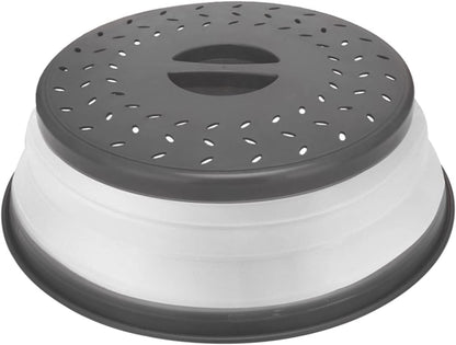 Microwave Cover for Food, Collapsible Microwave Splatter Cover Made of TPR Dishwasher-Safe BPA Free Grey
