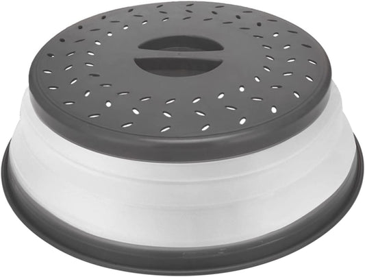 Microwave Cover for Food, Collapsible Microwave Splatter Cover Made of TPR Dishwasher-Safe BPA Free Grey