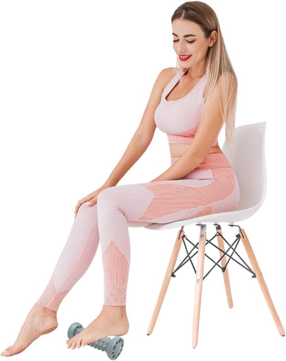 Foot & Calf Stretcher for Plantar Fasciitis, Includes Foot Massage Roller, Achilles Tendinitis, Foot Drop, Yoga Foot & Leg Stretching Strap