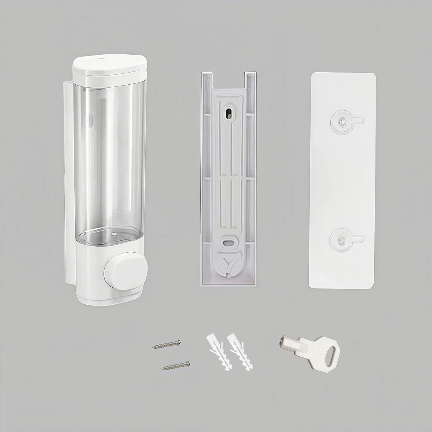 10oz/300ml Single Manual Wall Mounted Soap Dispenser, Black | Bathroom Shampoo and Conditioner Dispenser, Clear Plastic Refillable Liquid Lotion Pump Dispenser and Organizer