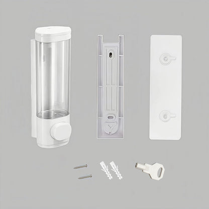 10oz/300ml Single Manual Wall Mounted Soap Dispenser, Black | Bathroom Shampoo and Conditioner Dispenser, Clear Plastic Refillable Liquid Lotion Pump Dispenser and Organizer