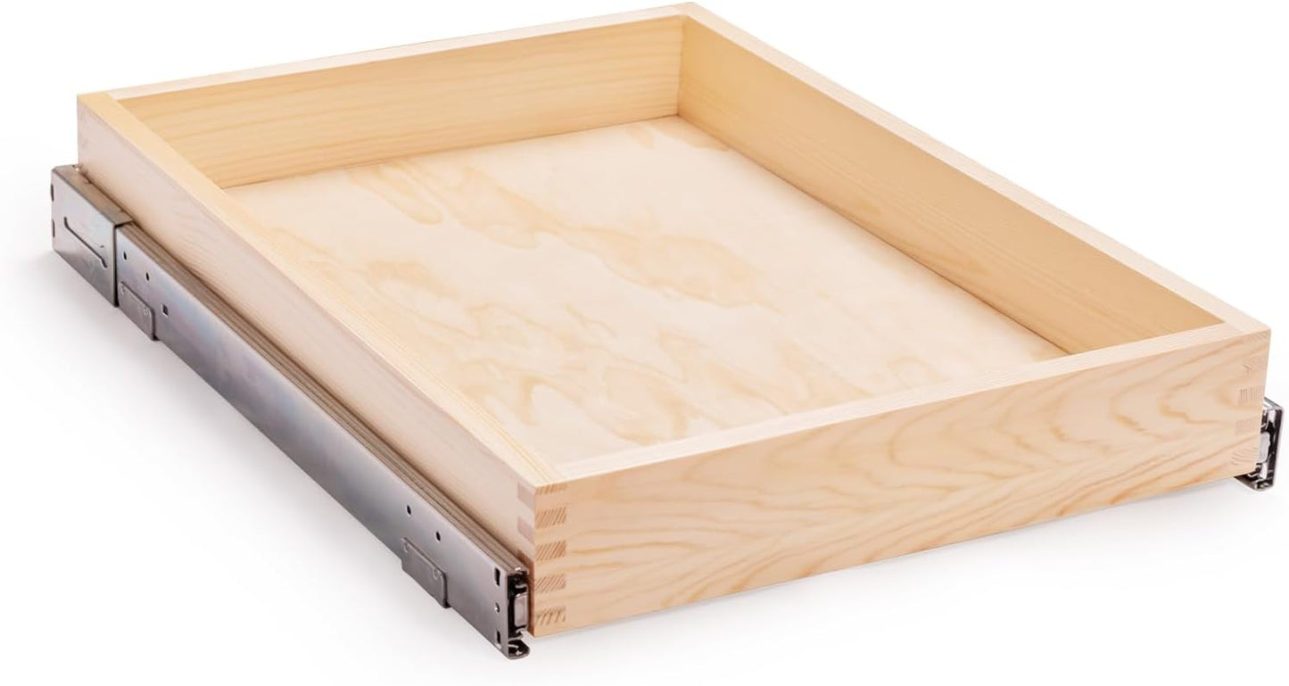 32''W x 21''D x 3''H Pull Out Cabinet Drawer Soft Close Slide Out Wood Organizer for Kitchen, Finished, Bottom and Side Assembly (Wood Drawer Part Width is 31inch)
