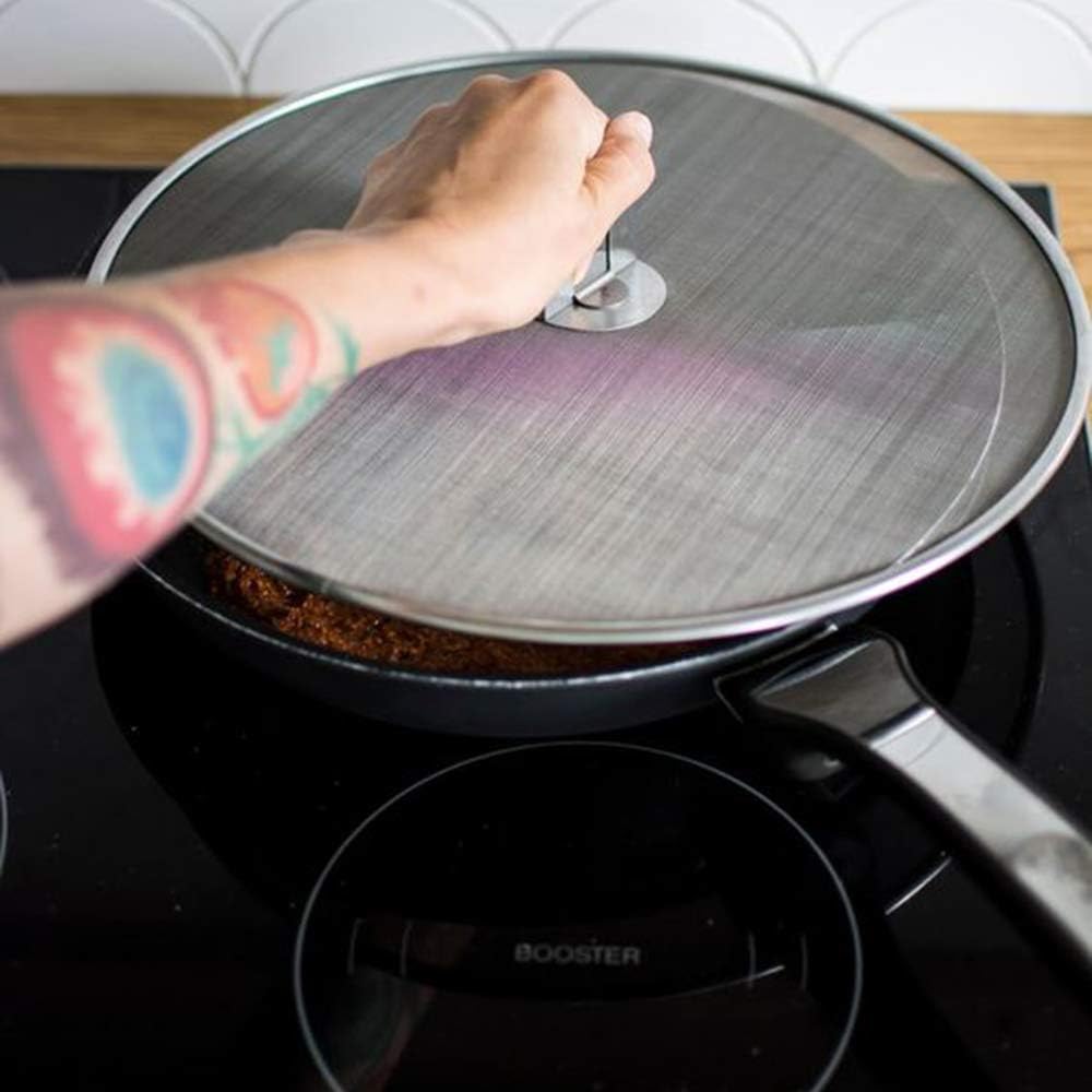 3 Pack Grease Splatter Screen for Frying Pan 9.8,11.5,13 Inch | Grease Splatter Guard Shield with Fold Flat Knob-No Cooking Oil Mess–No Burns–Ultra Fine Mesh Lids-Rust Free Stainless Steel