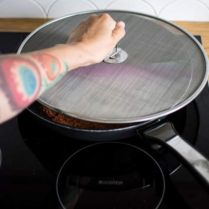 3 Pack Grease Splatter Screen for Frying Pan 9.8,11.5,13 Inch | Grease Splatter Guard Shield with Fold Flat Knob-No Cooking Oil Mess–No Burns–Ultra Fine Mesh Lids-Rust Free Stainless Steel