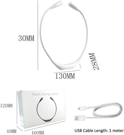 Neck Reading Light, Reading Book Light, 3 Colors, 3 Brightness Levels Portable Battery Operated Flexible USB Hands Free Small Booklight Led Lamp for Bed at Night Knitting Camping White