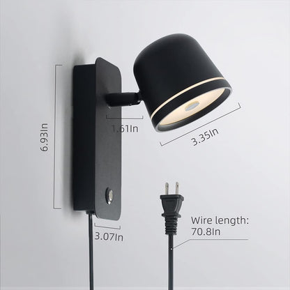Aisilan LED Plug in Wall Sconce with Touch Dimmable Control Adjustable Wall Mounted Lamp Angle Anti-Glare Matte White Aluminum Bedside Reading Wall Lights for Bedroom Living Room