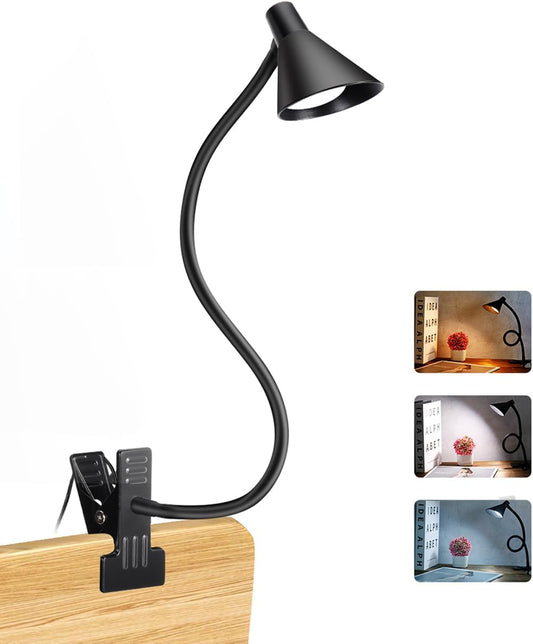 LiFMIRA Desk Lamp Clip on Lamp for Bed Headboard LED Reading Light for Bed, 3 Colors 10 Dimmable Brightness, Book Light for Reading in Bed Flexible Neck Clip on Light Clamp Lamp for Bed Desk(Yellow)
